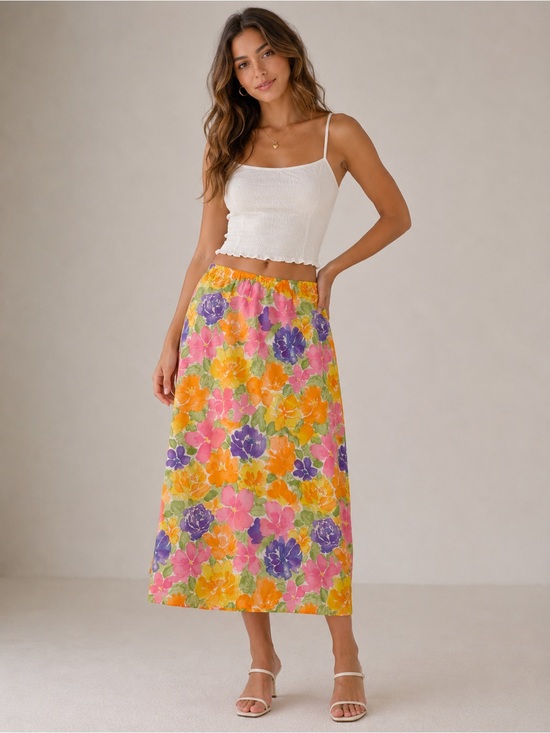 Laura Ashley Dresses & Skirts - Vintage Laura Ashley 100% Silk Floral Midi Skirt Petite Medium